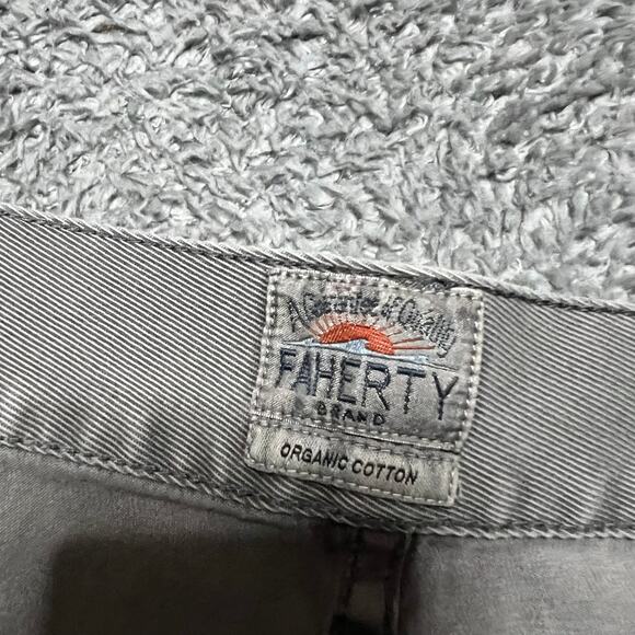 Faherty Jeans Mens 34 (36x32) Gray Organic Straight Leg Pants - Picture 6 of 13